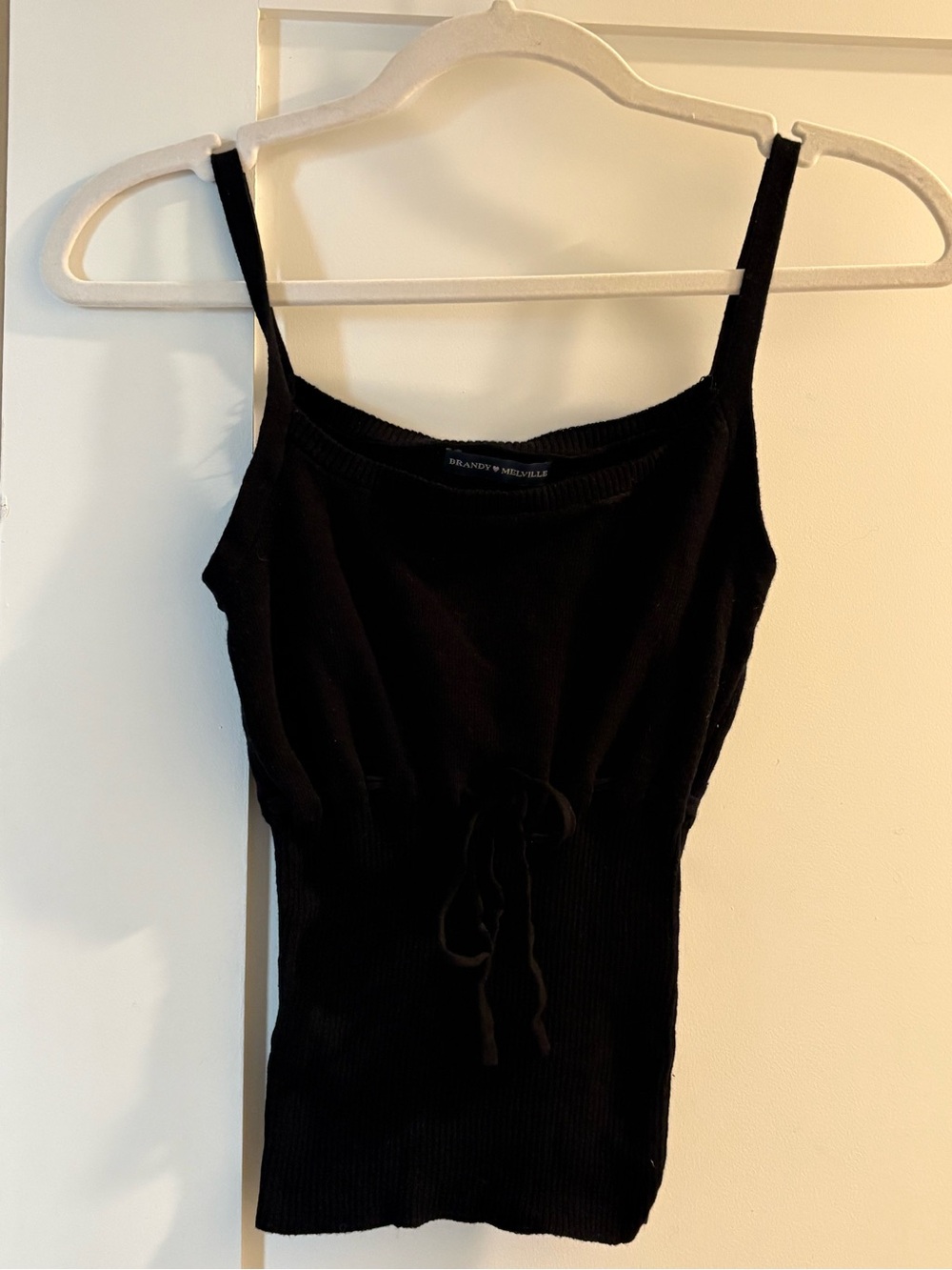 Brandy Melville Black Ribbed Drawstring Camisole